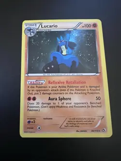 Lucario 80/113 B&W Legendary Treasures 2013 Pokemon Card Holo Rare NM - Image 1