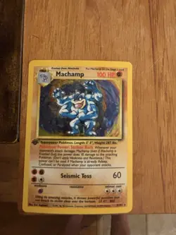 Machamp 008/102 Base Set 1st Edition Holo Rare 100 HP English Pokemon Card - Image 1