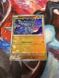 Pokemon TCG Prismatic Evolutions Riolu Card 050/131 Master Ball Reverse Holo - Image 1