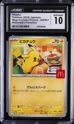 2025 POKEMON JPN MEGA EVOLUTION MCDONALDS PROMOS #20 PIKACHU CGC 10 GEM MINT - Image 1