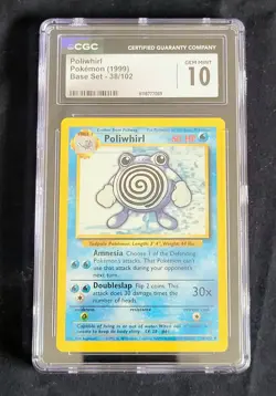 🔥 1999 Pokemon Base Set Poliwhirl #38 CGC 10 GEM MINT – Vintage WOTC Slab - Image 1