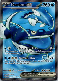 Dondozo ex 211/182 Ultra Rare Destined Rivals Pokemon Near Mint - Image 1