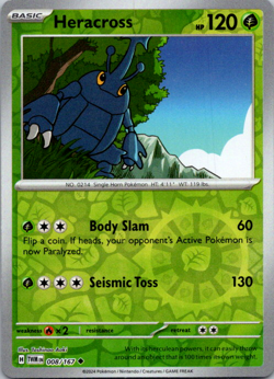 💥Pokemon - Heracross - Reverse Holo - 008/167 - Twilight Masquerade (NM)💥 - Image 1