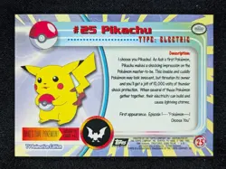 1999 Topps Pokemon TV Animation Edition Series 1 PIKACHU Foil Electric #25 - Image 2