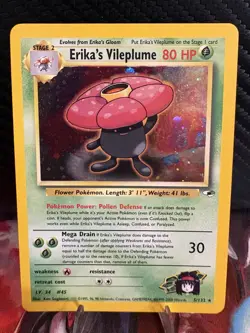 Erika’s Vileplume 5/132 Holo Rare Gym Heroes WOTC Vintage Pokemon LP+/NM- - Image 1
