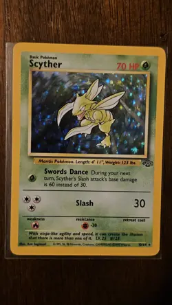 Pokemon TCG Scyther 10/64 Jungle Holo Rare Basic Grass 70 HP 1999 Unlimited - Image 1