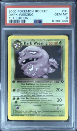 2000 POKEMON ROCKET 1ST EDITION #31 DARK WEEZING PSA 10 - Image 1