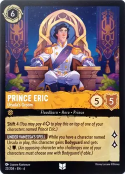 22/204 PRINCE ERIC URSULA'S GROOM URSULAS RETURN UNCOMMON DISNEY LORCANA CARD - Image 1