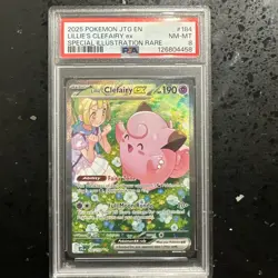 Pokemon TCG Journey Together Lillie's Clefairy EX Card 184/159 PSA 8 - Image 1