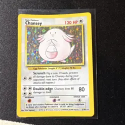 Pokemon Chansey Base Set Holo Card 3/102 1999 English Vintage - Image 2