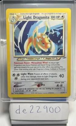 Pokemon TCG Light Dragonite Neo Destiny Holo Card 14/105 - Image 1