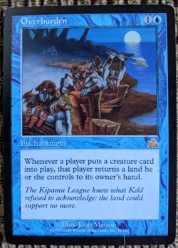 MTG Overburden – Prophecy LP | Blue Enchantment Control EDH Vintage Magic Card - Image 1