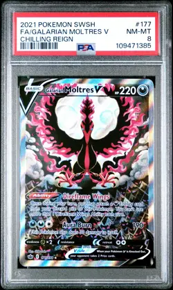 Galarian Moltres V 177/198 Chilling Reign Pokemon PSA 8 - Image 1