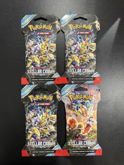 Pokemon TCG Scarlet & Violet Stellar Crown Sleeved Booster Pack Lot Of 4 - Image 1