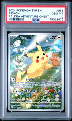 2024 Pokemon SVP Pikachu Paldea Adventure Chest Pikachu #088 PSA 10 - Image 1