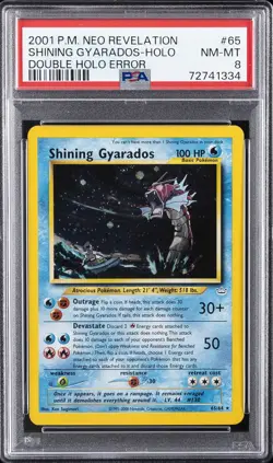 2001 POKEMON NEO REVELATION DOUBLE HOLO ERR #65 SHINING GYARADOS-HOLO PSA 8 - Image 1