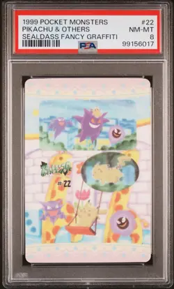 1999 Pokemon Pocket Monsters Sealdass Fancy Graffiti #22 Pikachu Gengar PSA 8 - Image 2