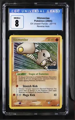 Pokemon TCG Hitmonlee EX Unseen Forces 25/115 Reverse Holo Rare - CGC 8 - Image 1