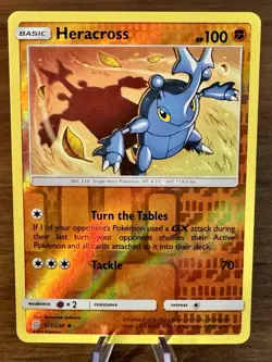 Pokemon TCG Heracross 107/236 SM Unified Minds Reverse Holo Uncommon LP - Image 1