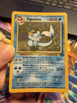 Pokemon Vaporeon Jungle 12/64 Unltd Holo Rare - Mod Play Vintage WOTC TCG Single - Image 1