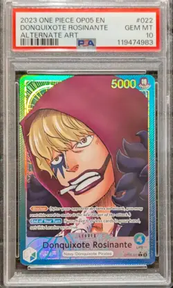 PSA 10 GEM Donquixote Rosinante OP05-022 Alt Art Leader 2023 ONE PIECE English - Image 1
