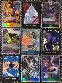 Lot of 9 ONE PIECE OP SABO BROOK… FOIL ALTERNATE ART SR ENGLISH JPN HOLO PROMO! - Image 1