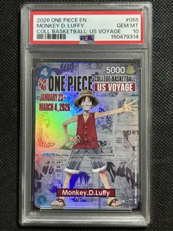 2026 ONE PIECE PROMOS COLLEGE BASKETBALL : US VOYAGE MONKEY D. LUFFY PSA 10 - Image 1