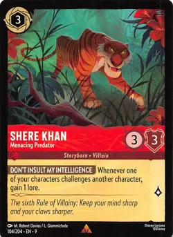 Shere Khan Menacing Predator 104/204 Fabled Disney Lorcana - Image 1