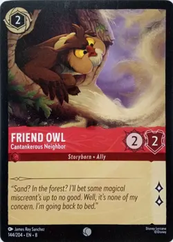 144/204 FRIENDLY OWL CANTANKEROUS NEIGHBOUR EN8 COMMON DISNEY LORCANA CARD - Image 1