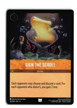 SIGN THE SCROLL ACTION 30/204 COLD FOIL DISNEY LORCANA NM - Image 1