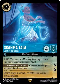 Disney Lorcana TCG Into the Inklands - Gramma Tala Spirit Of The Ocean - 143/204 - Image 1