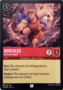 109/204 HERCULES DARING DEMIGOD URSULAS RETURN UNCOMMON DISNEY LORCANA CARD - Image 1