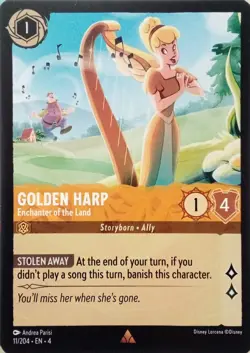 11/204 GOLDEN HARP ENCHANTER OF THE LAND URSULAS RETURN RARE DISNEY LORCANA CARD - Image 1