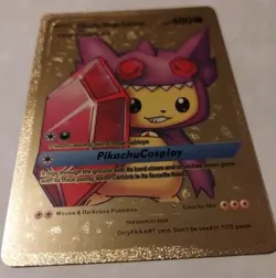 Pokemon Pikachu Fan Art Cosplay Mega Sableye Gold Foil Holo Fan Card - Image 1