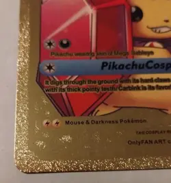 Pokemon Pikachu Fan Art Cosplay Mega Sableye Gold Foil Holo Fan Card - Image 5