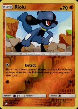 Pokemon TCG Reverse Holo Card Riolu SM - Ultra Prism 66/156 - Image 1