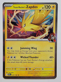 Team Rocket’s Zapdos 070/182 Paradox Rift Pokemon Card Near Mint Holo Rare - Image 1