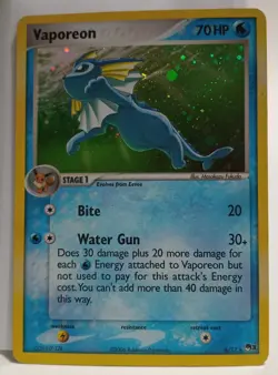 Pokemon Collectible Cards, Vaporeon, Holo, 6/17, POP Series, 2006 - Image 3