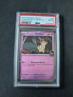 Team Rocket's Mimikyu 087 PSA 8 Prerelease Graded Pokemon Card Pre Release - Image 1