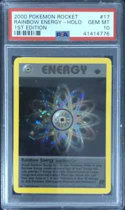 2000 POKEMON ROCKET 1ST EDITION #17 RAINBOW ENERGY-HOLO PSA 10 - Image 1