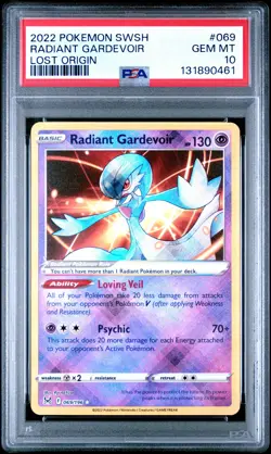 2022 POKEMON SWORD & SHIELD LOST ORIGIN #069 RADIANT GARDEVOIR PSA 10 - Image 1