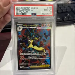 2025 POKEMON MEG EN-MEGA EVOLUTION ULTRA RARE #160 MEGA LUCARIO EX PSA 10 - Image 1