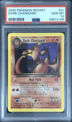 2000 POKEMON ROCKET #21 DARK CHARIZARD PSA 10 - Image 1