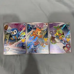 Pokemon First Partner Illustration Turtwig 040 Chimchar 041 Piplup 042 Promo Set - Image 1
