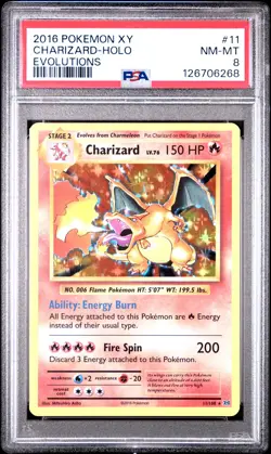 2016 POKEMON XY EVOLUTIONS #11 CHARIZARD-HOLO PSA 8 - Image 1