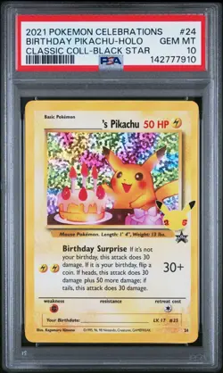 PSA 10 BIRTHDAY PIKACHU 24 CELEBRATIONS CLASSIC COLLECTION POKEMON 🎂 - Image 1