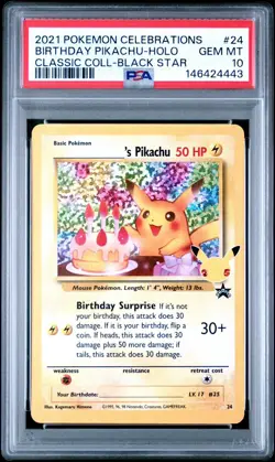 2021 POKEMON CELEBRATIONS CLASSIC COLLECTION #24 BIRTHDAY PIKACHU-HOLO PSA 10 - Image 1