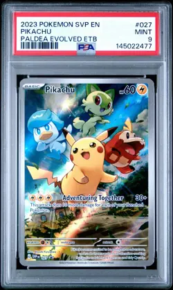 2023 Pokemon SVP Paldea Evolved ETB Pikachu #027 PSA 9 - Image 1