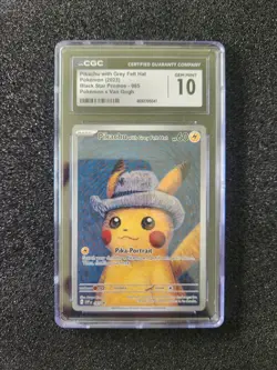 2023 POKEMON X VAN GOGH #085 PIKACHU WITH GREY FELT HAT CGC 10 - Image 1