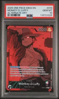 Bandai Monkey D. Luffy EB02-010 Alternate Art Foil Leader PSA 10 One Piece - Image 1